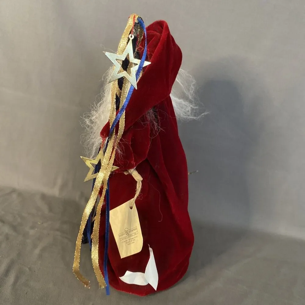 RARE Santa Figure Bouquet Enterprises Handcrafted W Staff Metal Star Toy Sack